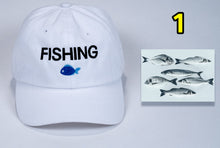 Load image into Gallery viewer, Birthday Fishing gift a Baseball Cap low cost with Fish image + card FREE shipping