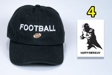 Load image into Gallery viewer, Football Birthday Baseball Cap low cost with embroidered Football + card FREE shipping