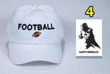 Load image into Gallery viewer, Football Birthday Baseball Cap low cost with embroidered Football + card FREE shipping
