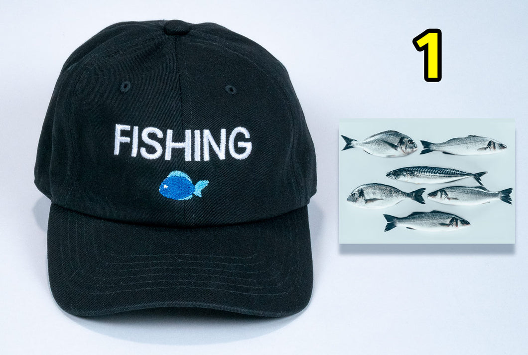 Birthday Fishing gift a Baseball Cap low cost with Fish image  + card FREE shipping