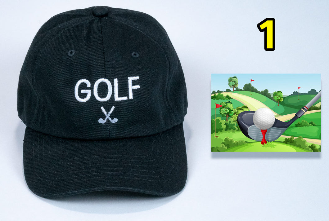 Birthday Golf Baseball Cap with embroidered Golf + card FREE shipping