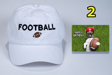 Load image into Gallery viewer, Football Birthday Baseball Cap low cost with embroidered Football + card FREE shipping
